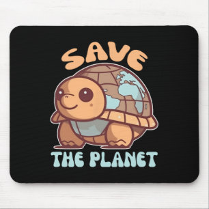 Mousepad Tartaruga Com Proteção Ambiental Da Terra Poupe