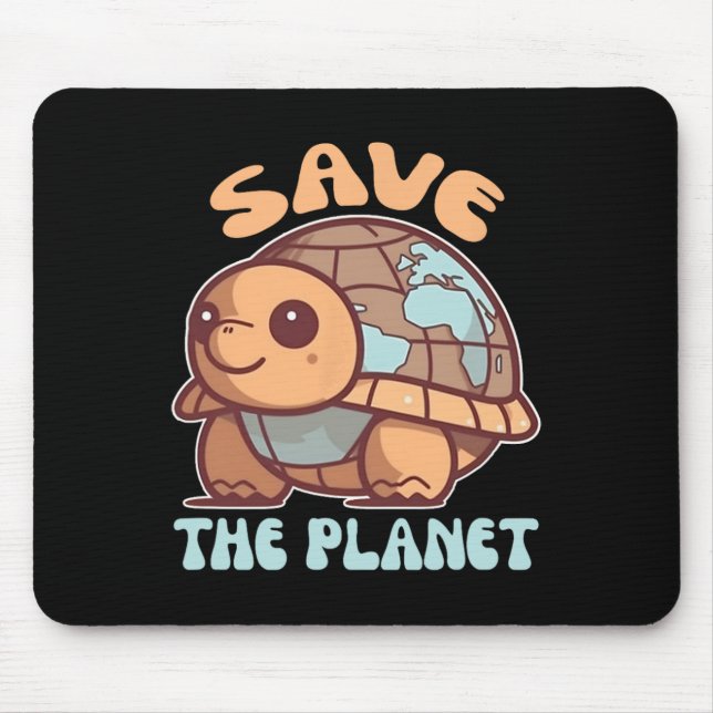 Mousepad Tartaruga Com Proteção Ambiental Da Terra Poupe (Frente)