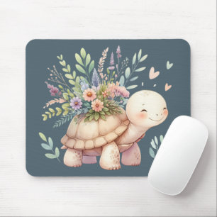 Mousepad Tartaruga de Jardim de Campo em Aquarela