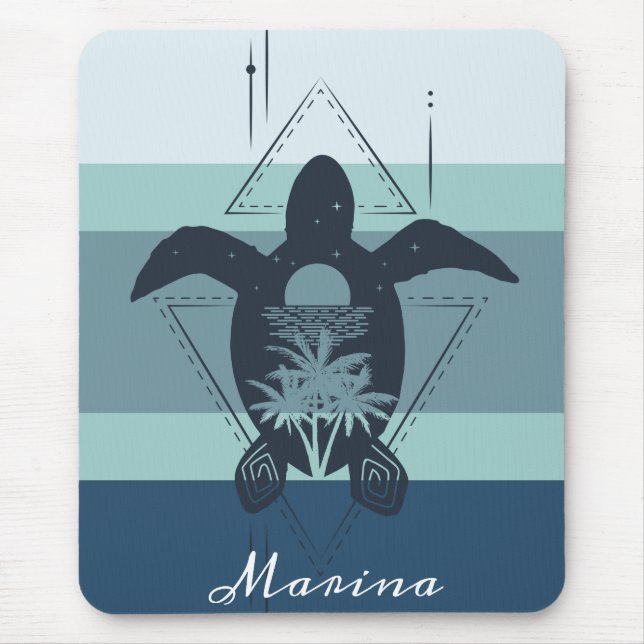 Mousepad Tartaruga Geométrica Moderna Personalizada (Frente)