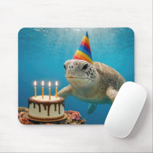 Mousepad Tartaruga Marinha com Bolo de Aniversário