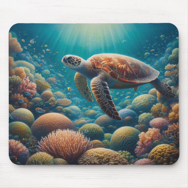 Mousepad Tartaruga marinha e coral (Frente)