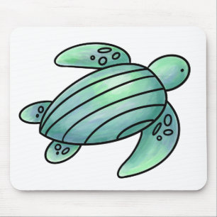 Mousepad tartaruga marinha pintada aquarela desenho animado