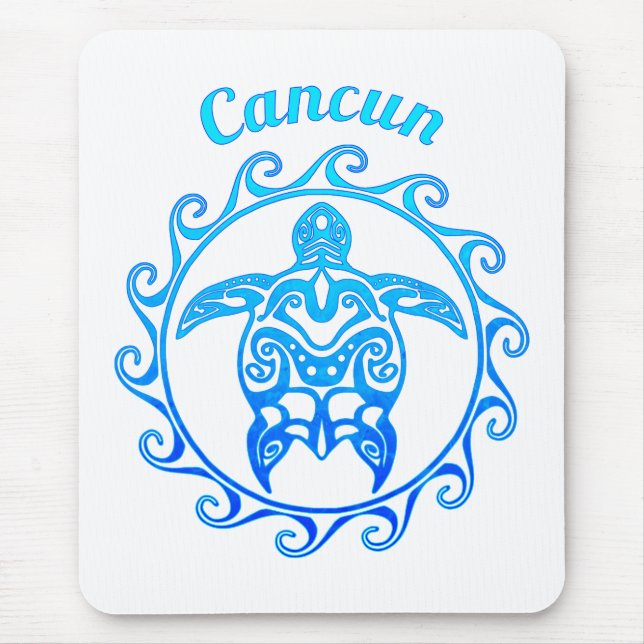 Mousepad Tartaruga tribal Cancun do azul de oceano (Frente)