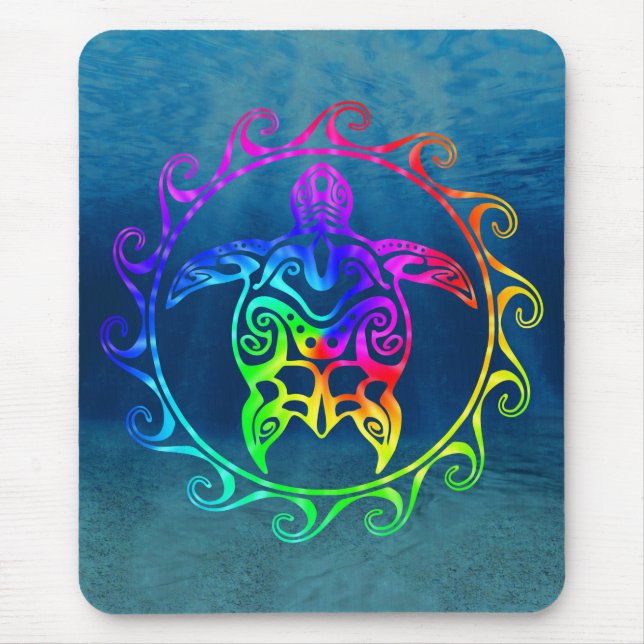 Mousepad Tartaruga Tribal Colorida (Frente)