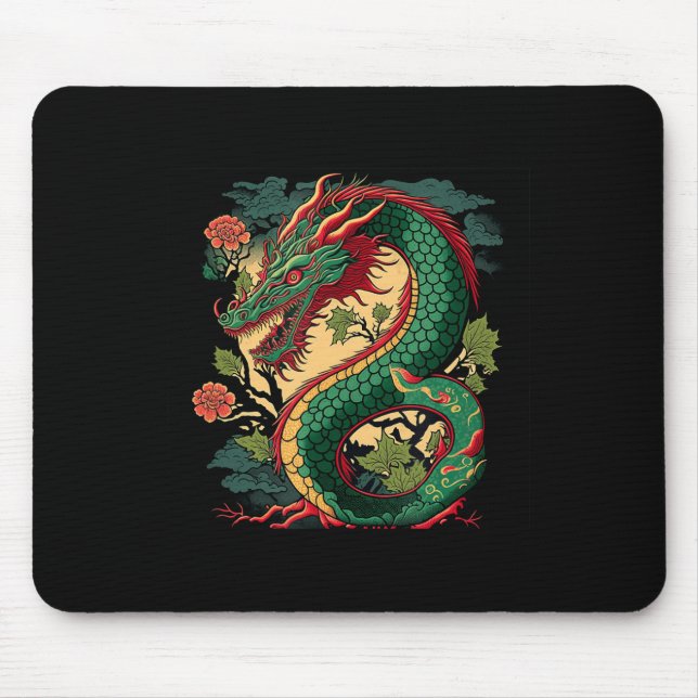 Mousepad Tatuagem de Dragões Japoneses Dragões Chineses (Frente)