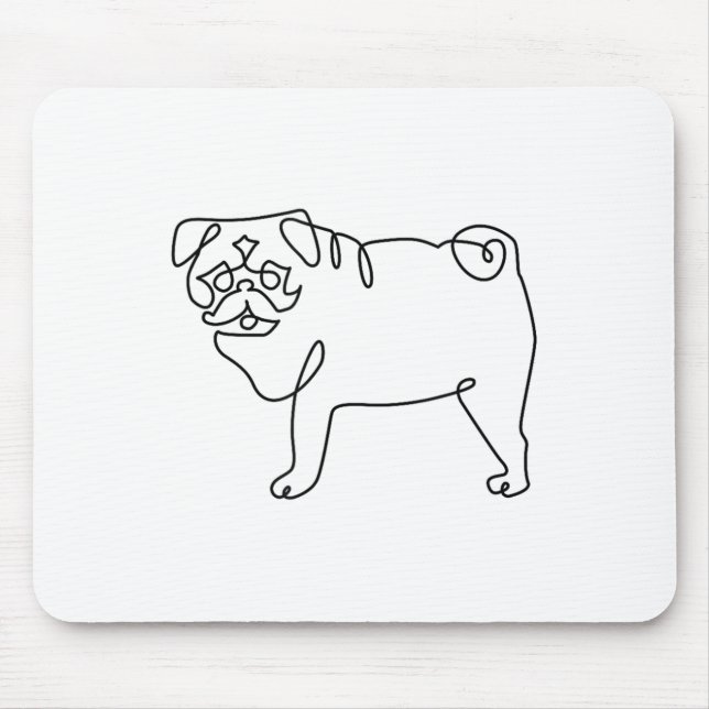 Mousepad Tatuagem de Pug de Uma Linha _1 (Frente)