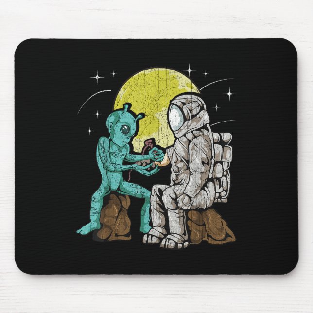 Mousepad Tatuagem de tatuagem de alienígena do astronauta (Frente)
