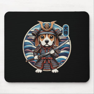 Mousepad Tatuagem do cão Samurai japonês, Beagle Kawaii Nin