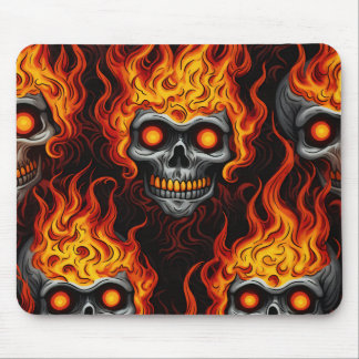 Mousepad Tatuagem gótica de design do crânio em chamas rock