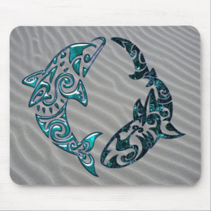 Mousepad Tatuagem tribal do golfinho e do tubarão