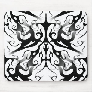 Mousepad Tatuagem tribal elegante - preto digital e branco