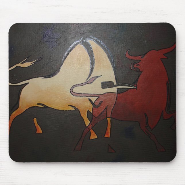 Mousepad Taurean Bulls Animal Abstrato Art (Frente)