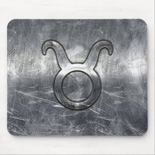 Mousepad Taurus Zodiac - Sinal de Prata Grunge Estilo Desvi