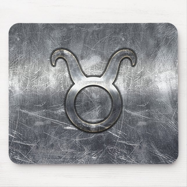Mousepad Taurus Zodiac - Sinal de Prata Grunge Estilo Desvi (Frente)
