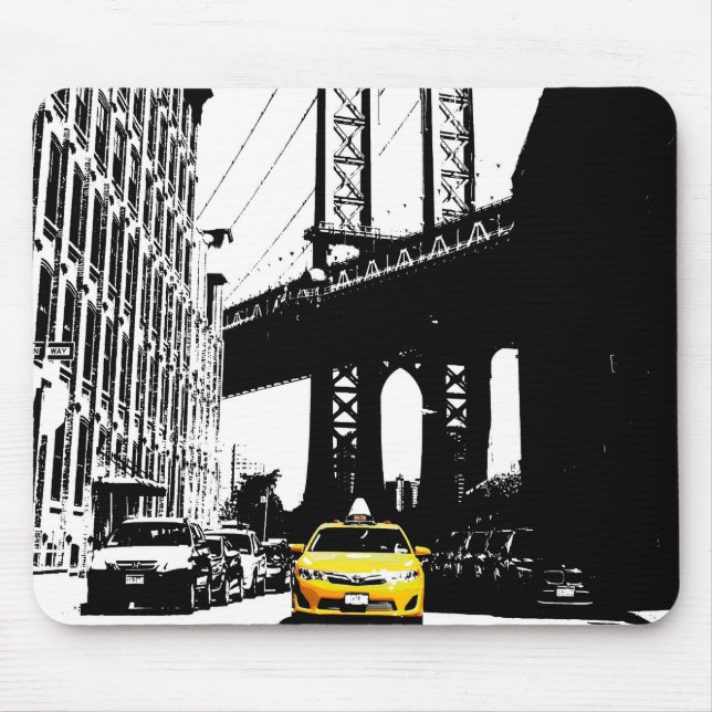 Mousepad Táxi Amarelo Pop Art Nyc Nova Iorque (Frente)