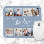 Mousepad Te Amo Avó 8 Foto Colagem Dusty Blue<br><div class="desc">Dê à vovó um presente que ela amará. Este mouse de colagem de fotos apresenta oito de suas fotos quadradas favoritas dos netos, juntamente com a mensagem "Love You Avó" (Ame sua avó). A palavra "vovó" aparece em uma elegante escrita manual de cinzas de carvão com flores no começo e...</div>