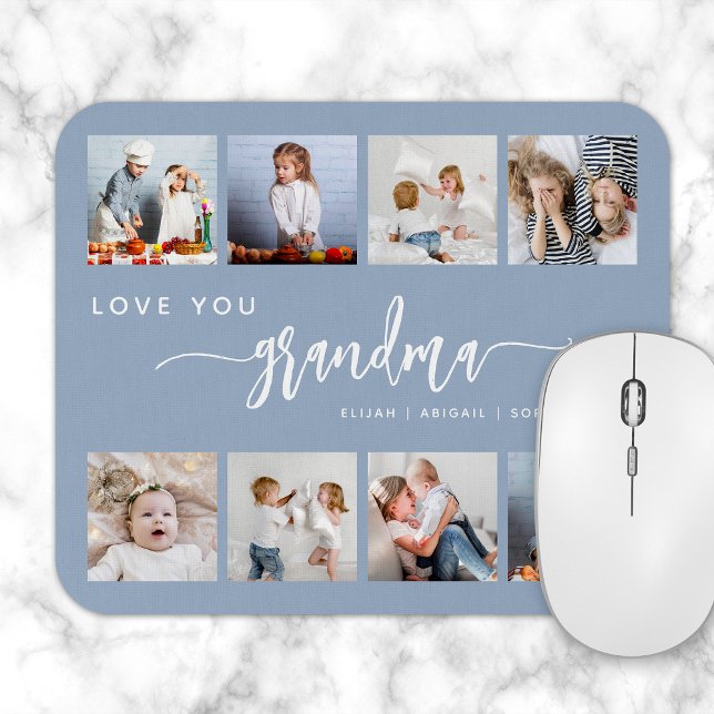 Mousepad Te Amo Avó 8 Foto Colagem Dusty Blue (Criador carregado)