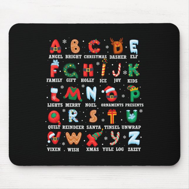 Mousepad Tea de pré-escola de Alfabet Kindergarten de Natal (Frente)