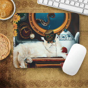 Mousepad Tea Time Steampunk Cat