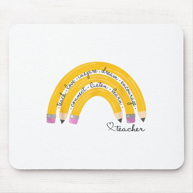 Mousepad Teach Love Inspire Rainbow Pencil Teacher Ck To Sc (Frente)