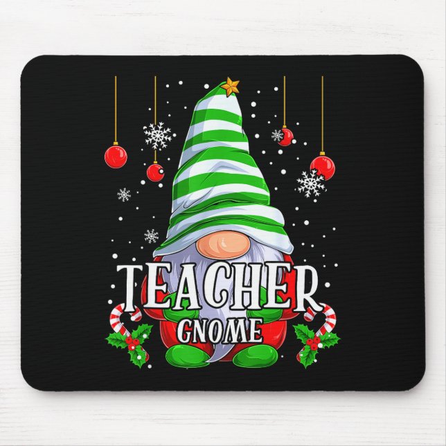 Mousepad Teacher Gnome Christmas Pajamas Matching Family Gr (Frente)