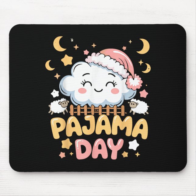 Mousepad Teacher Pajama Day Shirt, Funny Cloud Sleever Scho (Frente)