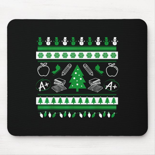 Mousepad Teacher Ugly Christmas Sweater Instructor Elementa (Frente)