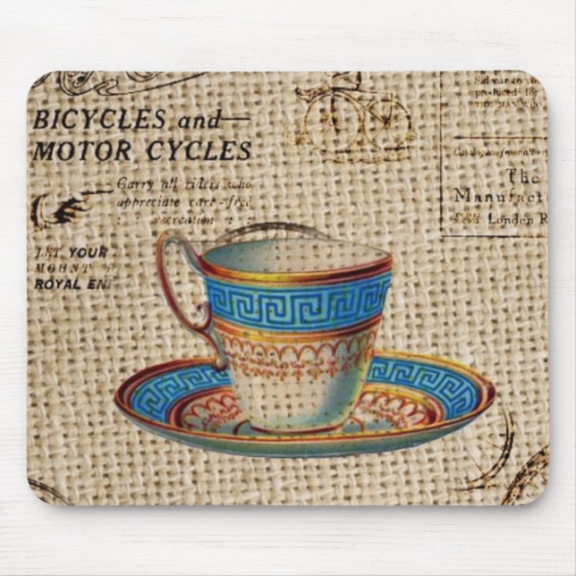 Mousepad Teacup azul da festa do chá rural russo inglês (Frente)