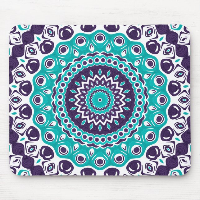 Mousepad Teal and Indigo Mandala Design (Frente)