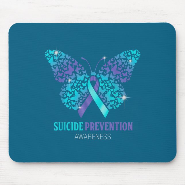 Mousepad Teal And Purple Butterfly Suicide Prevention Aware (Frente)