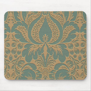 Mousepad Teal Beige Damask