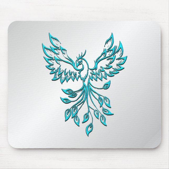 Mousepad Teal Blue Phoenix nasce em prata (Frente)