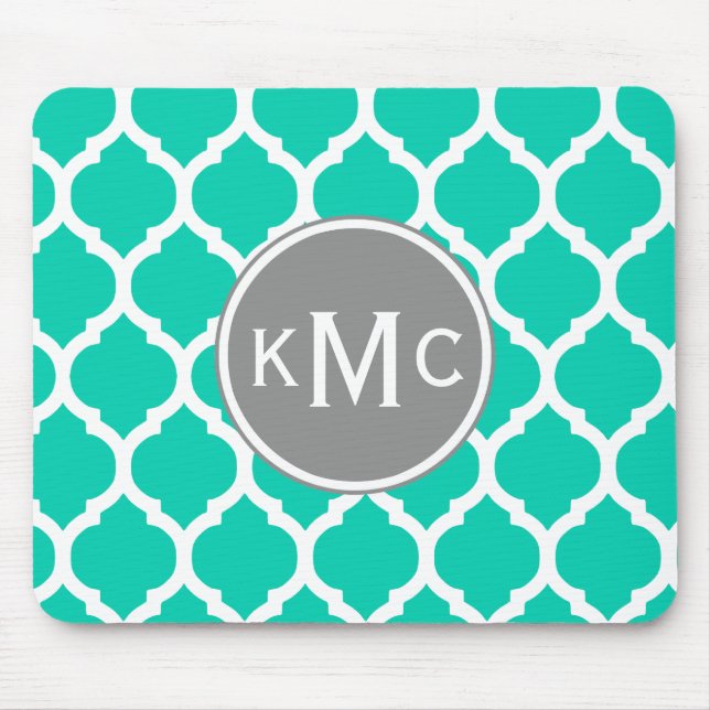 Mousepad Teal Cinza Lattice Marroquina (Frente)