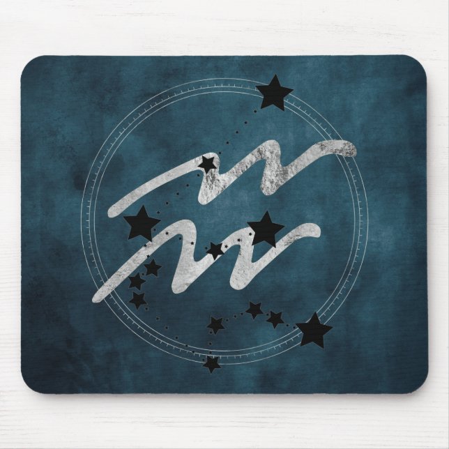Mousepad Teal de constelação de prata e preto de Aquarius z (Frente)