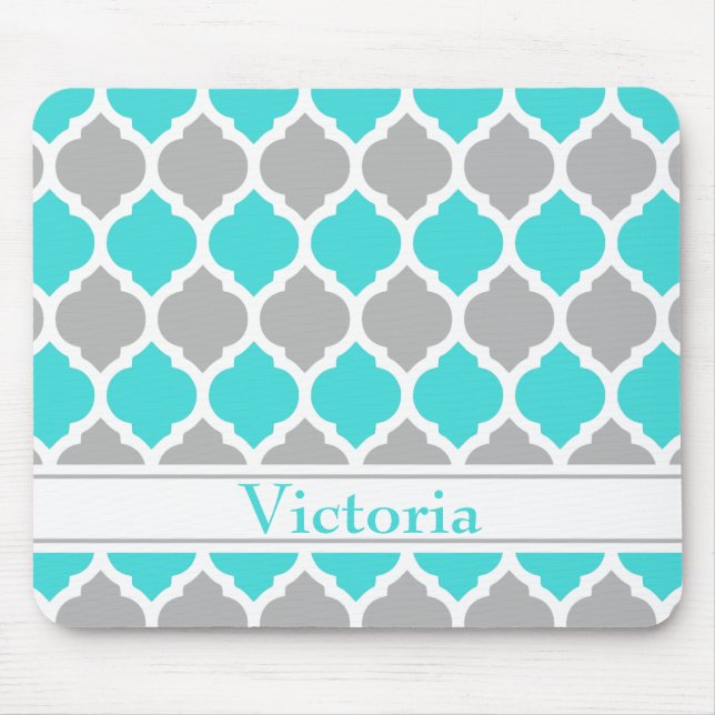 Mousepad Teal e Cinza do marroquino Trellis Pattern (Frente)