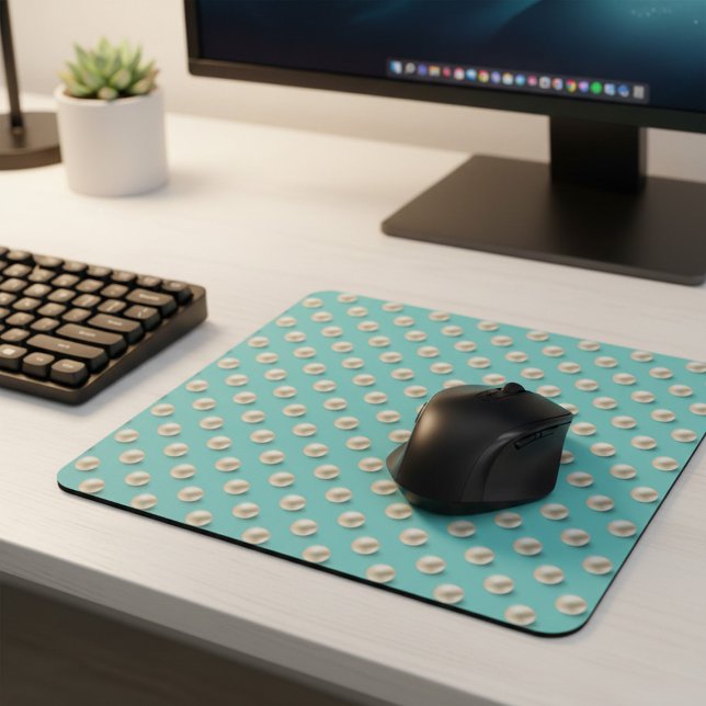 Mousepad Teal e Pérolas Elegantes (Criador carregado)