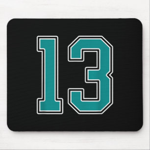 Mousepad Teal E White Número 13 Do Jérsei Jogador Uniforme