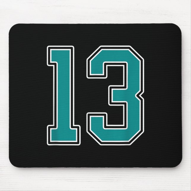 Mousepad Teal E White Número 13 Do Jérsei Jogador Uniforme  (Frente)