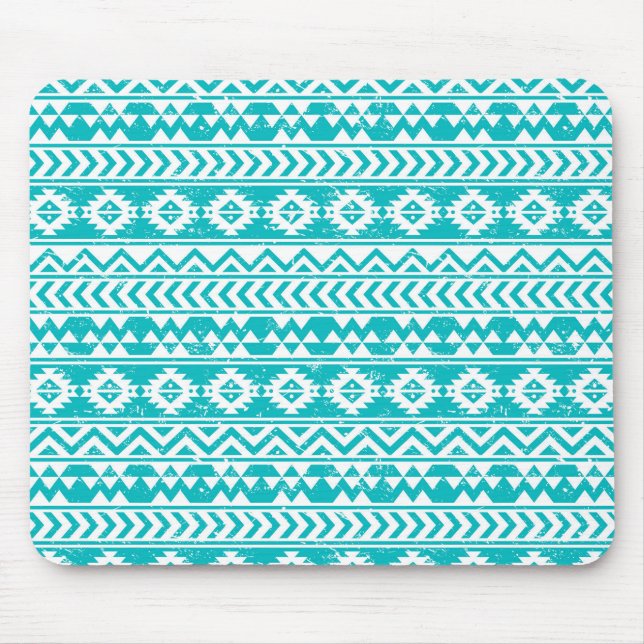 Mousepad Teal Grunge Aztec Padrão Tribal (Frente)