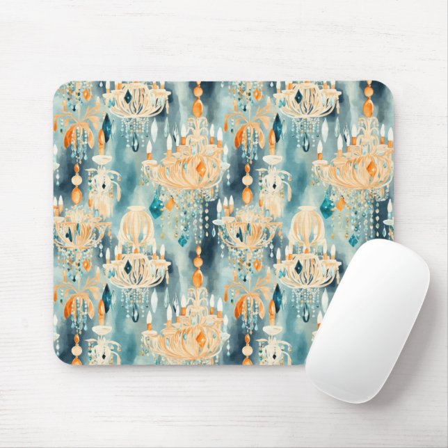 Mousepad Teal Peach Chandeliers (Com mouse)