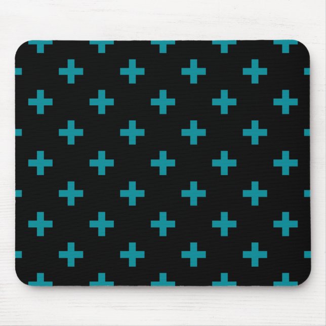 Mousepad Teal polka cruza em preto (Frente)