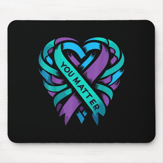 Mousepad Teal Purple Heart You Suicide Prevention Awareness (Frente)