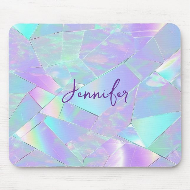 Mousepad Teal & Purple Iridescent Design, Script Name (Frente)