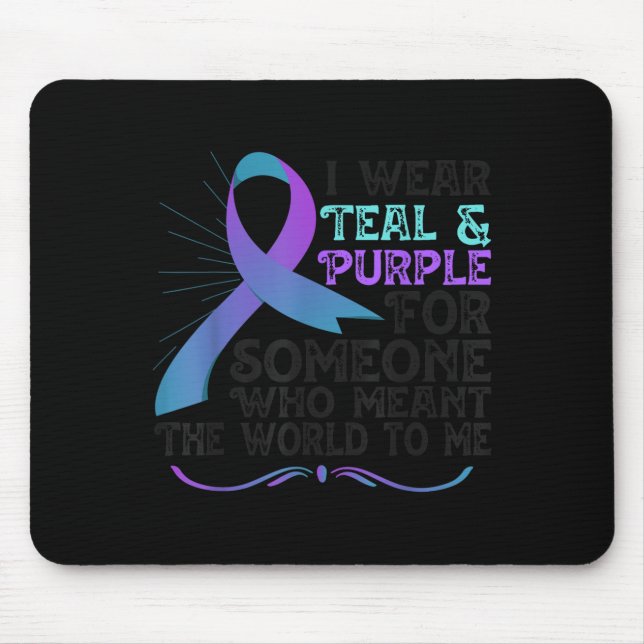 Mousepad Teal Purple Ribbon For Suicide Prevention Awarenes (Frente)