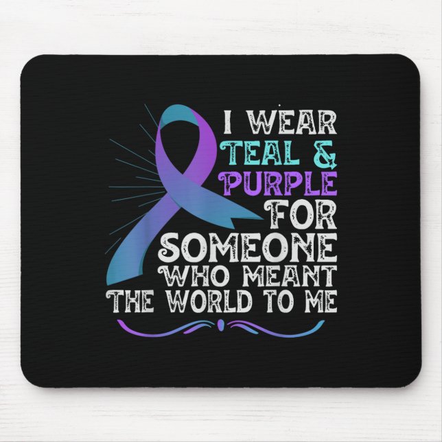Mousepad Teal Purple Ribbon For Suicide Prevention Awarenes (Frente)