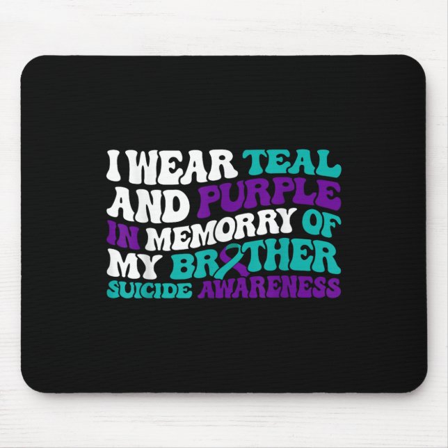 Mousepad Teal Purple Ribbon Suicide Awareness Brother Aware (Frente)
