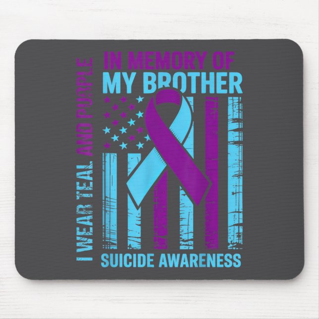 Mousepad Teal Purple Ribbon Suicide Awareness Flag Brother  (Frente)