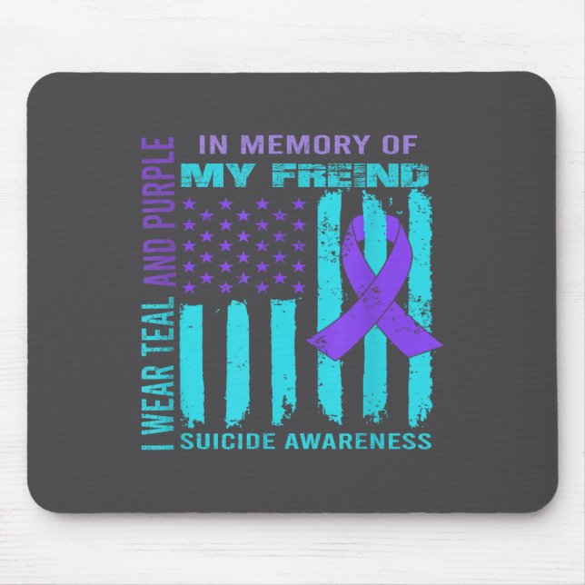 Mousepad Teal Purple Ribbon Suicide Awareness Flag Freind B (Frente)
