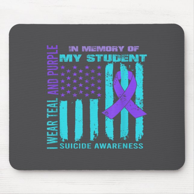 Mousepad Teal Purple Ribbon Suicide Awareness Flag Student  (Frente)